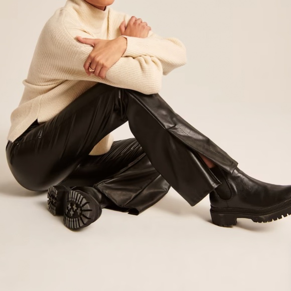 Abercrombie & Fitch Vegan Leather Flare Pant - Picture 1 of 13